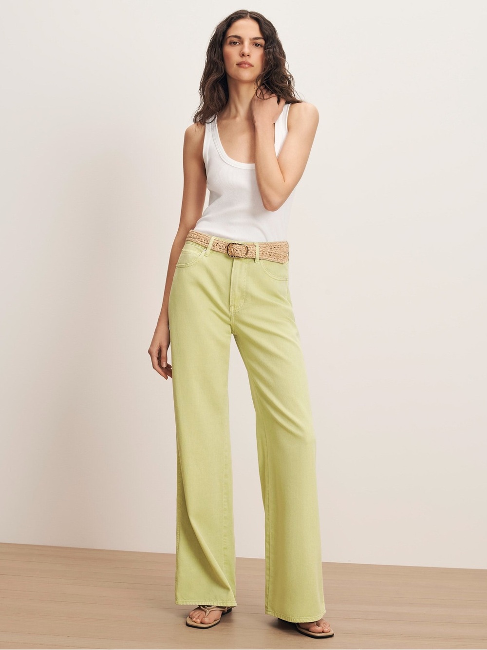 Veronica Beard Wide-Leg Jeans in pistachio